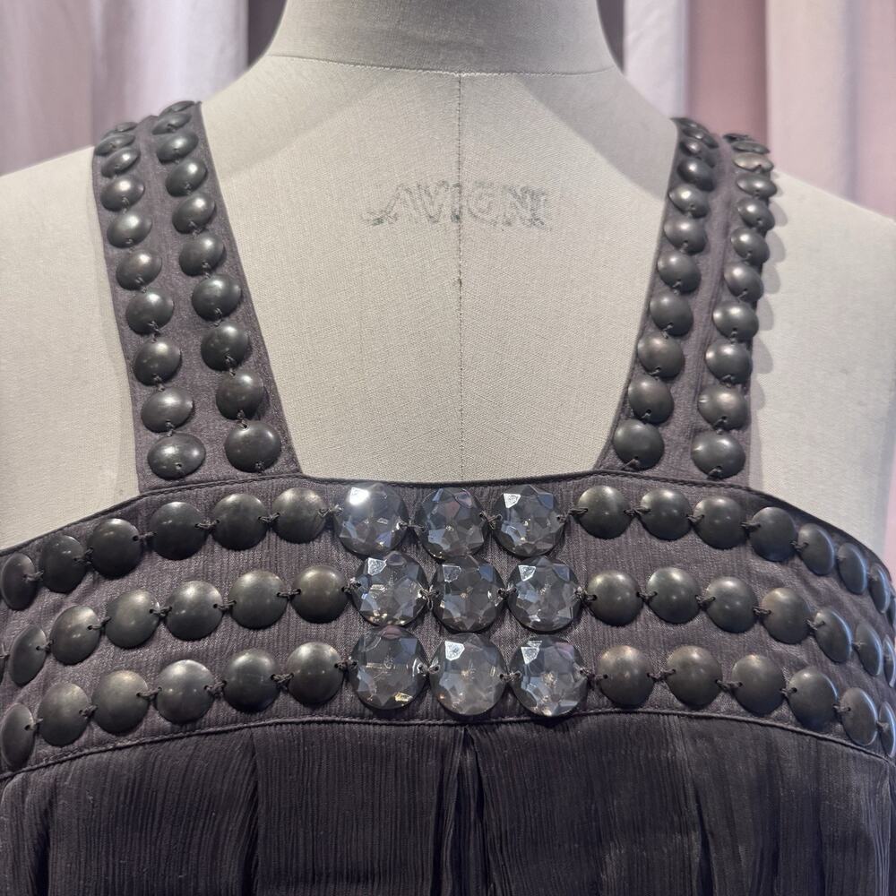 Vtg 90’s Studded Cupro Crinkle Chiffon Bubble Dress Size 8-10 NWOT